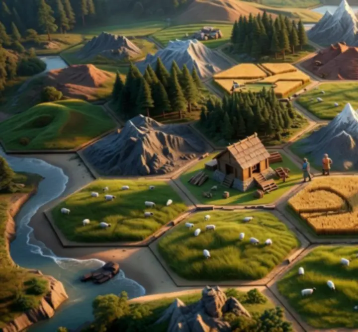 Catan sziget térképe kezdő településekkel és utak lehetséges helyeivel