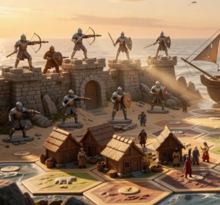 Catan lovagjai kalózhajókkal szemben a tengeren